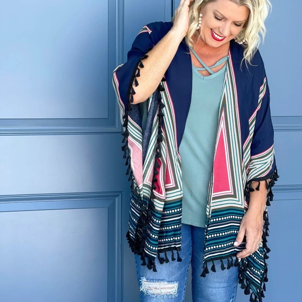 Karma Multicolor Swim Coverup with Tassels